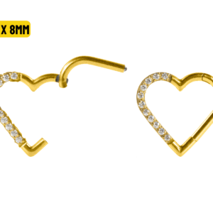 HEART AÇO PVD CLICKER CRAVEJADO 1.2 X 8MM - LADO DIREITO - Imagem 1