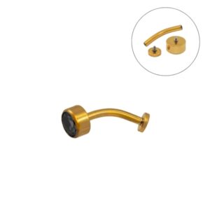 FLOATING NAVEL AÇO PVD GOLD R/I C/ ZIRCÔNIA - PRETO - Imagem 1