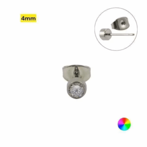 PAR BRINCO TITÂNIO COPINHO C/ ZIRCÔNIA - 4MM - Imagem 1