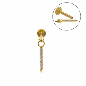 LABRET TITANIO R/I PINGENTE BARRA C/ PEDRA PEQUENA - PVD GOLD - Imagem 1