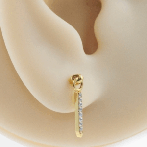 LABRET TITANIO R/I PINGENTE BARRA C/ PEDRA PEQUENA - PVD GOLD - Imagem 3