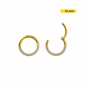 SEGMENTO CLICKER AÇO PVD GOLD FRONTAL CRAVEJADA - 12MM - Imagem 1