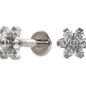 LABRET TITÂNIO R/I FLOR C/ ZIRCÔNIA MOD2 - CRISTAL - Imagem 1