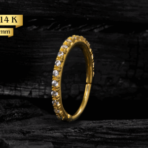 ARGOLA CLICKER OURO 14K CRAVEJADO 9MM - AMARELO - AAO5 - Imagem 1