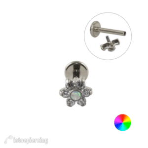 LABRET TITÂNIO R/I FLOR MENOR ZIRCÔNIA/OPALA - NATURAL - Imagem 1