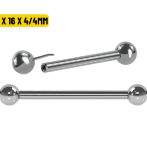 BARBELL RETO TITÂNIO PUSH PIN - 1.6 X 16 X 4/4MM - Imagem 1