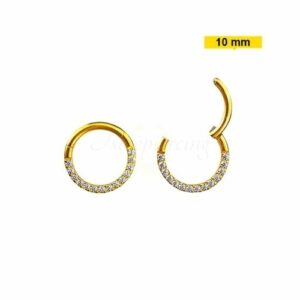 SEGMENTO CLICKER AÇO PVD GOLD FRONTAL CRAVEJADA  - 10MM - Imagem 1