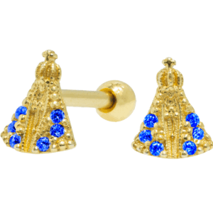 MICRO RETO NOSSA SENHORA C275 - AZUL - BANHADO A OURO - Imagem 1