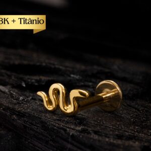 LABRET R/I TOPO OURO 18K + HASTE TIT PVD SNAKE - CO274 - Imagem 1