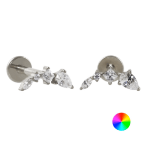 LABRET TITÂNIO R/I CLUSTER CRAVEJADO C/ ZIRCÔNIA - Imagem 1