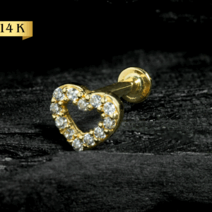 LABRET OURO 14K CORAÇÃO CRAVEJADO - CO86 - Imagem 1
