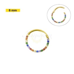 SEGMENTO CLICKER AÇO PVD GOLD FRONTAL MULTI COLORS - 6MM - Imagem 1