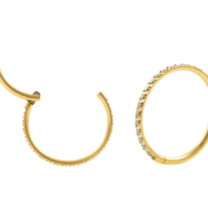 SEGMENTO CLICKER TITÂNIO PVD GOLD C/ ZIRCÔNIA - 1.0 X 8MM - Imagem 1