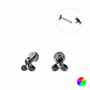 LABRET TITÂNIO R/I TRINITY C/ ZIRCÔNIA 5:4 - BLACK - Imagem 1