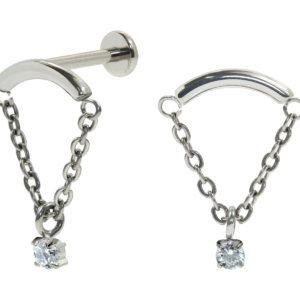 LABRET TITÂNIO R/I BARRA C/ CORRENTE E PONTO DE LUZ MOD3 - Imagem 1