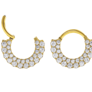 SEGMENTO AÇO PVD GOLD CLICKER 2 FILEIRAS CRAVEJADAS - 8MM - Imagem 1