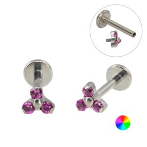 LABRET TITÂNIO R/I TRINITY C/ ZIRCÔNIA 4:3 - PINK - Imagem 1