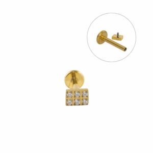 LABRET TITÂNIO R/I CUBICO C/ ZIRCONIA - PVD GOLD - Imagem 1