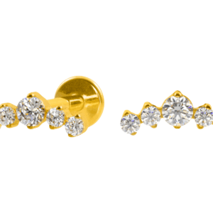 LABRET TITÂNIO PVD GOLD R/I MINI CLUSTER 5 PEDRAS - Imagem 1