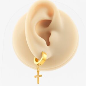 ARGOLA CLICKER GOLD C/ CRUZ VAZADA - 10MM - Imagem 2