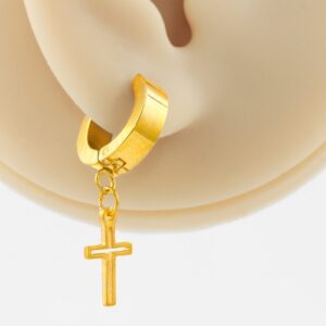 ARGOLA CLICKER GOLD C/ CRUZ VAZADA - 10MM - Imagem 3