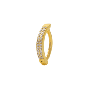 UMBIGO ARGOLA CLICKER AÇO PVD GOLD 2 FILEIRAS ZIRCÔNIA - Imagem 1