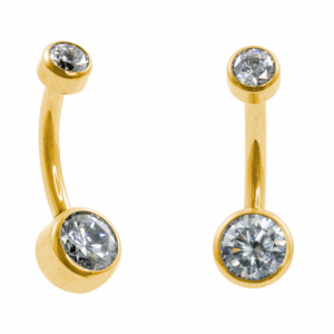 BANANA BELL TITÂNIO PVD GOLD R/I FLAT C/ ZIRCÔNIA - Imagem 1