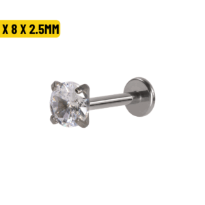 LABRET AÇO R/I C/ ZIRCÔNIA - 1.2 X 8 X 2.5MM - Imagem 1