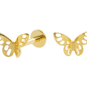 LABRET TITÂNIO PVD GOLD R/I BORBOLETA - Imagem 1