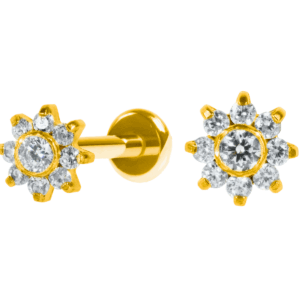 LABRET AÇO R/I FLOR C/ ZIRCÔNIA - PVD GOLD - Imagem 1