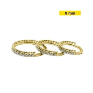 SEGMENTO TITANIO PVD GOLD CLICKER 2 FILEIRAS PEDRAS/ ESFERAS - 8MM - Imagem 1
