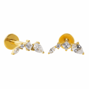 LABRET TITÂNIO PVD GOLD R/I CLUSTER CRAVEJADO C/ ZIRCÔNIA - Imagem 1