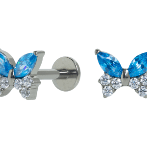 LABRET TITÂNIO R/I BORBOLETA C/ ZIRCÔNIA MAIOR - AZUL - Imagem 1