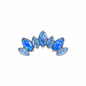 LABRET TITÂNIO R/I CLUSTER 7 PEDRAS OPALA - AZUL - Imagem 1