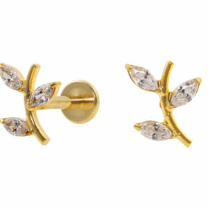 LABRET TITÂNIO R/I GALHO C/ ZIRCÔNIA - PVD GOLD - Imagem 1