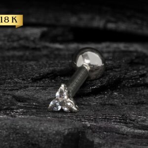 MICRO RETO OURO TRINITY C/ PEDRA MI16 - BRANCO - Imagem 1