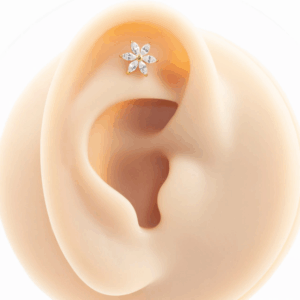 LABRET TITÂNIO R/I FLOR CRAVEJADA C/ ZIRCÔNIA - PVD GOLD - Imagem 3