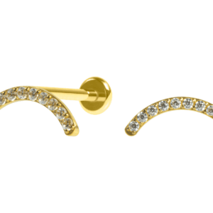 LABRET AÇO R/I CLUSTER CURVADO C/ ZIRCÔNIA - PVD GOLD - Imagem 1