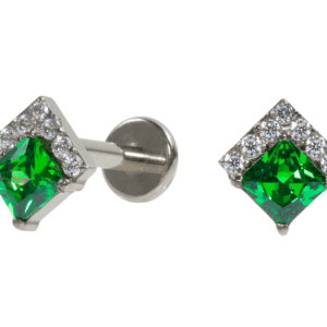 LABRET TITÂNIO R/I QUADRADO C/ ZIRCÔNIA - VERDE - Imagem 1