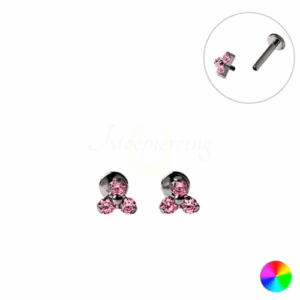 LABRET TITÂNIO R/I TRINITY C/ ZIRCÕNIA 4:3 - ROSA CLARO - Imagem 1
