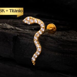 LABRET R/I TOPO OURO 18K + HASTE TIT PVD SNAKE - CO291 - Imagem 1