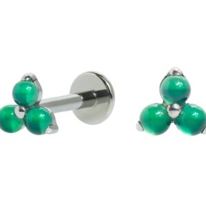 LABRET TITÂNIO R/I TRINITY C/ ÁGATA - VERDE - Imagem 1