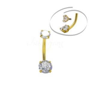 BANANA BELL AÇO PVD GOLD R/I ZIRCÔNIA P - CRISTAL - Imagem 1