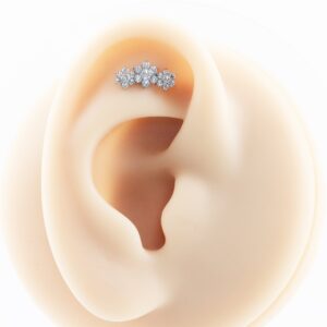 LABRET TITÂNIO R/I CLUSTER 3 FLORES CRAVEJADAS - Imagem 2