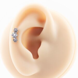 LABRET TITÂNIO R/I CLUSTER 3 FLORES CRAVEJADAS - Imagem 4