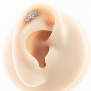 LABRET TITÂNIO R/I CLUSTER 3 FLORES CRAVEJADAS - Imagem 5