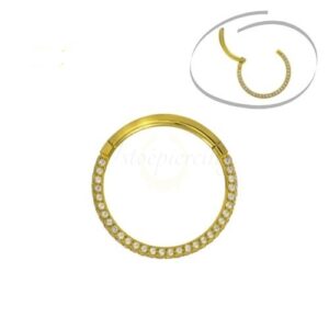 SEGMENTO CLICKER TIT PVD GOLD 3 FILEIRAS CRAVEJADAS - 10MM - Imagem 1