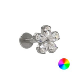 LABRET TITÂNIO R/I FLOR C/ ZIRCÔNIA MOD6 - NATURAL - Imagem 1