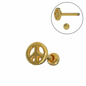 MICRO RETO SÍMBOLO DA PAZ C81 - BANHADO A OURO - Imagem 1