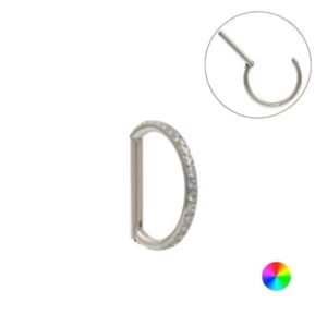 MEIA ARGOLA CLICKER TITÂNIO INTEIRA C/ PEDRA - 10MM - Imagem 1